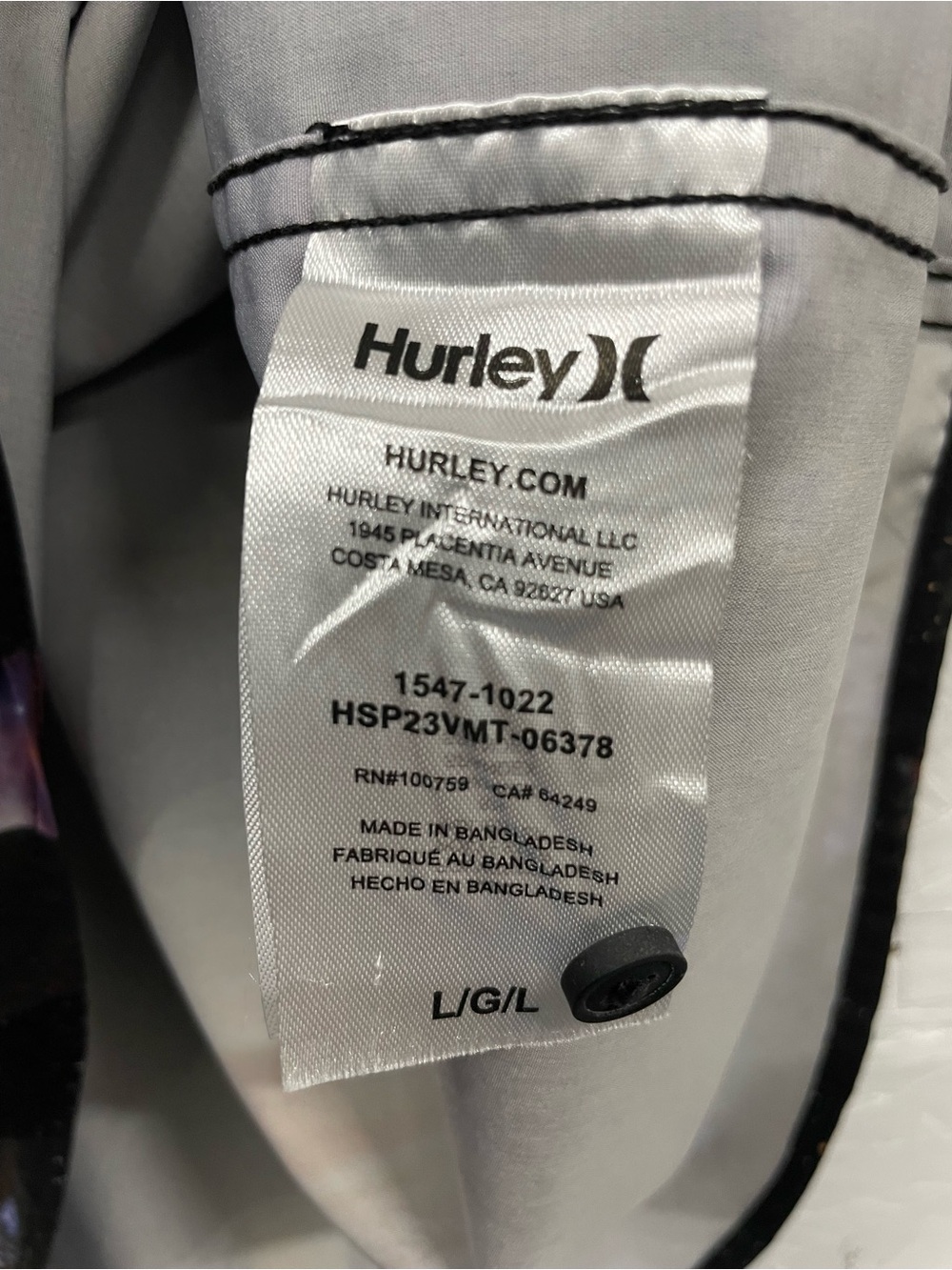 Hurley "Deep Space" AOP Button Down Short-Sleeve Shirt, Size L - Picture 6 of 9